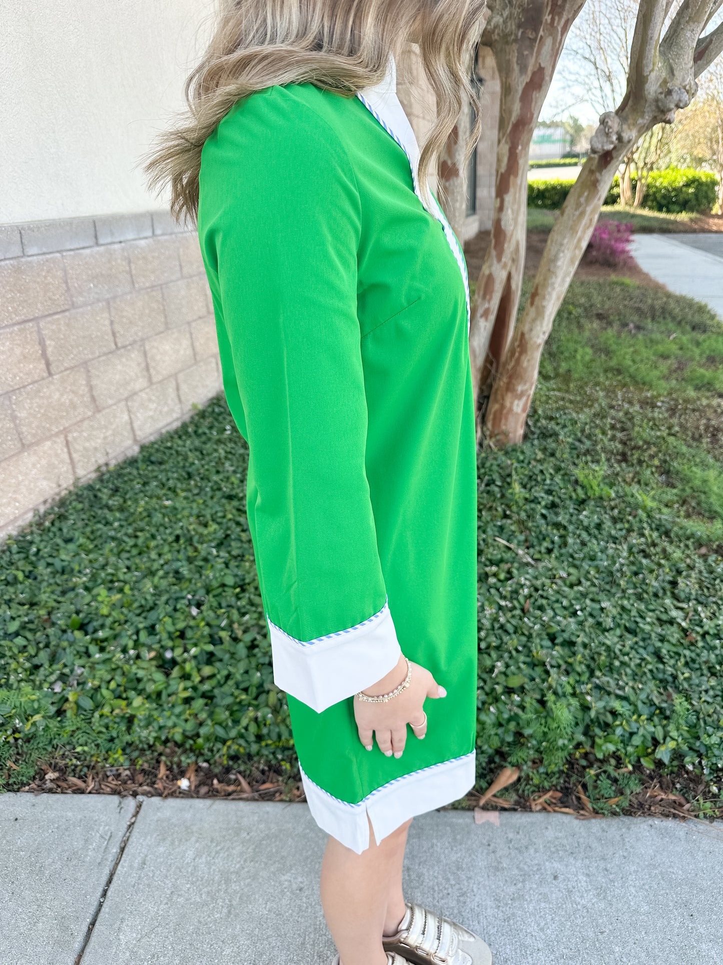 Brenda Dress - Green & White