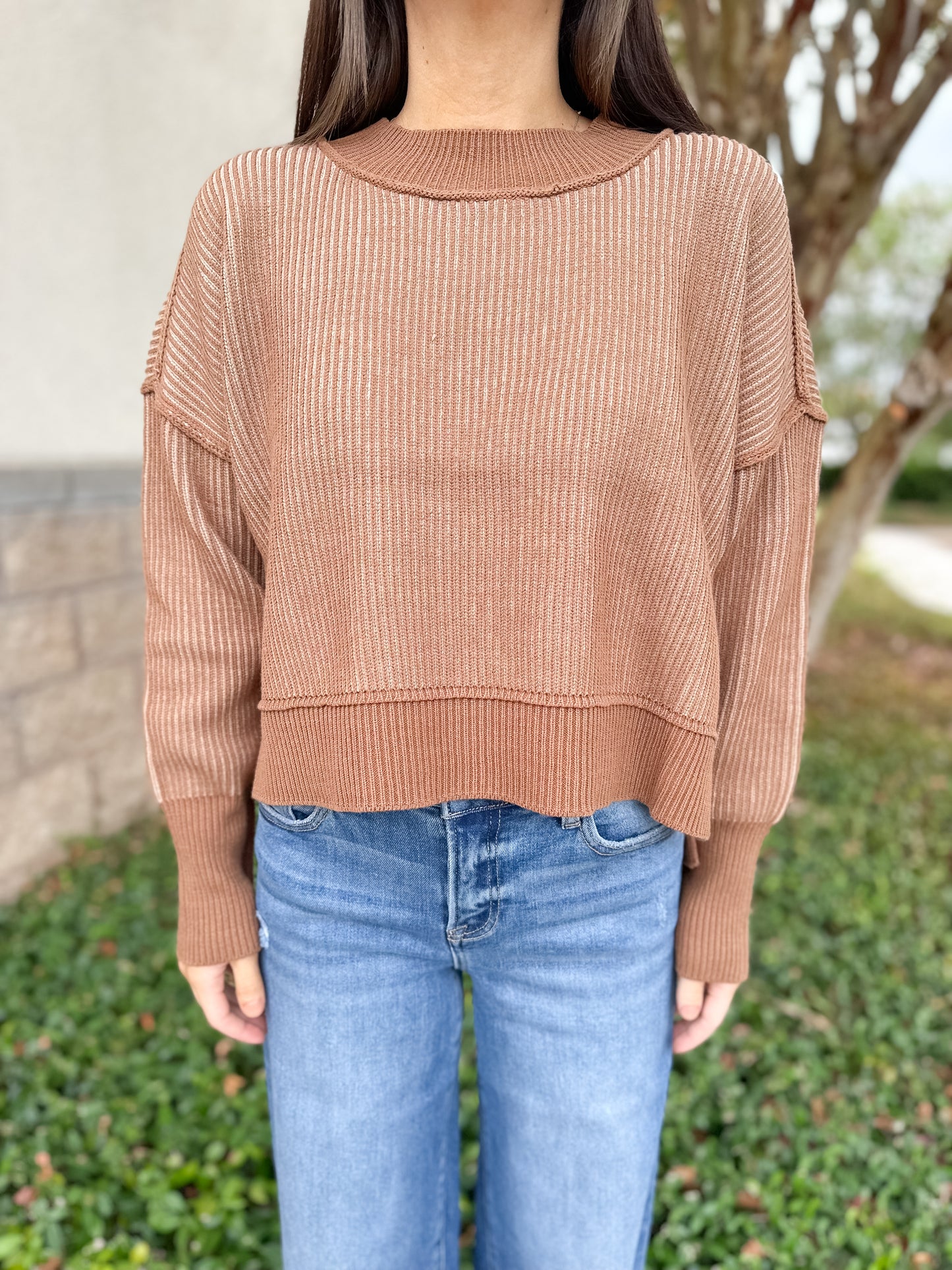 Courtney Ribbed Sweater - Light Brown