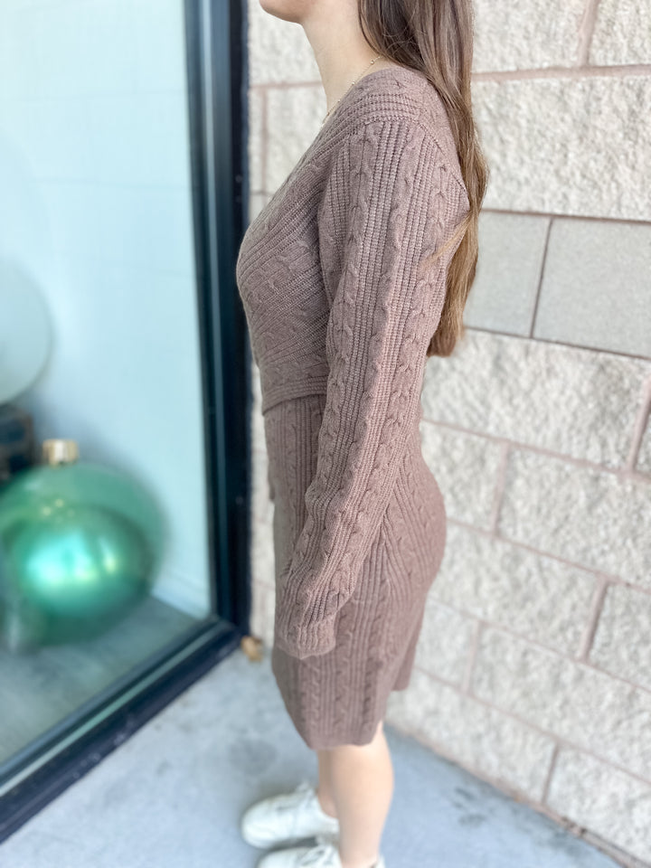 Valerie Cable Knit Wrap Dress