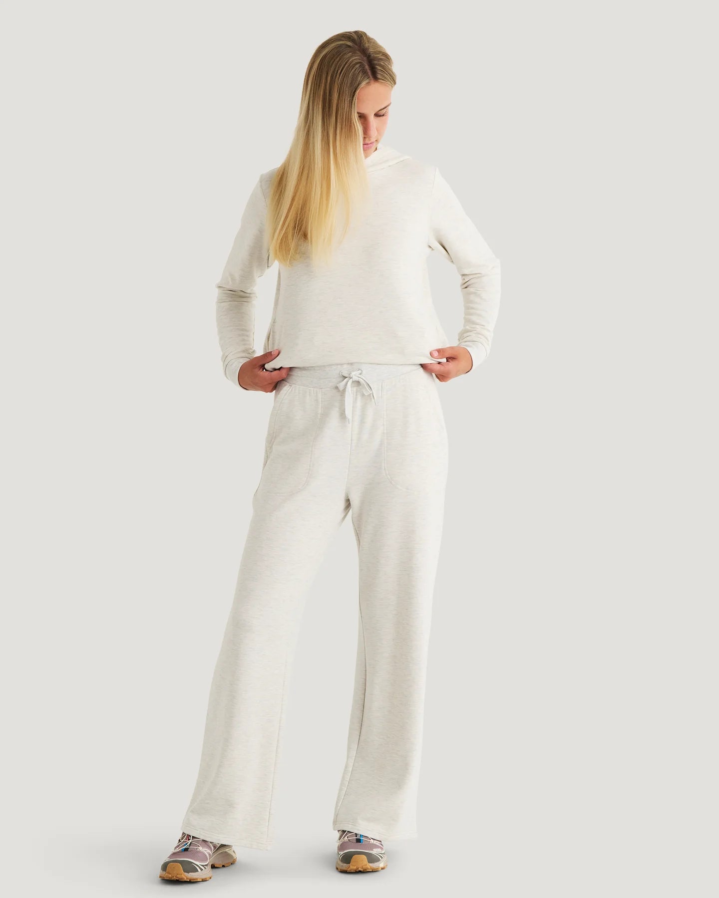 Free Fly Women’s Lightweight Fleece Wide Leg Pant - Off White Heather