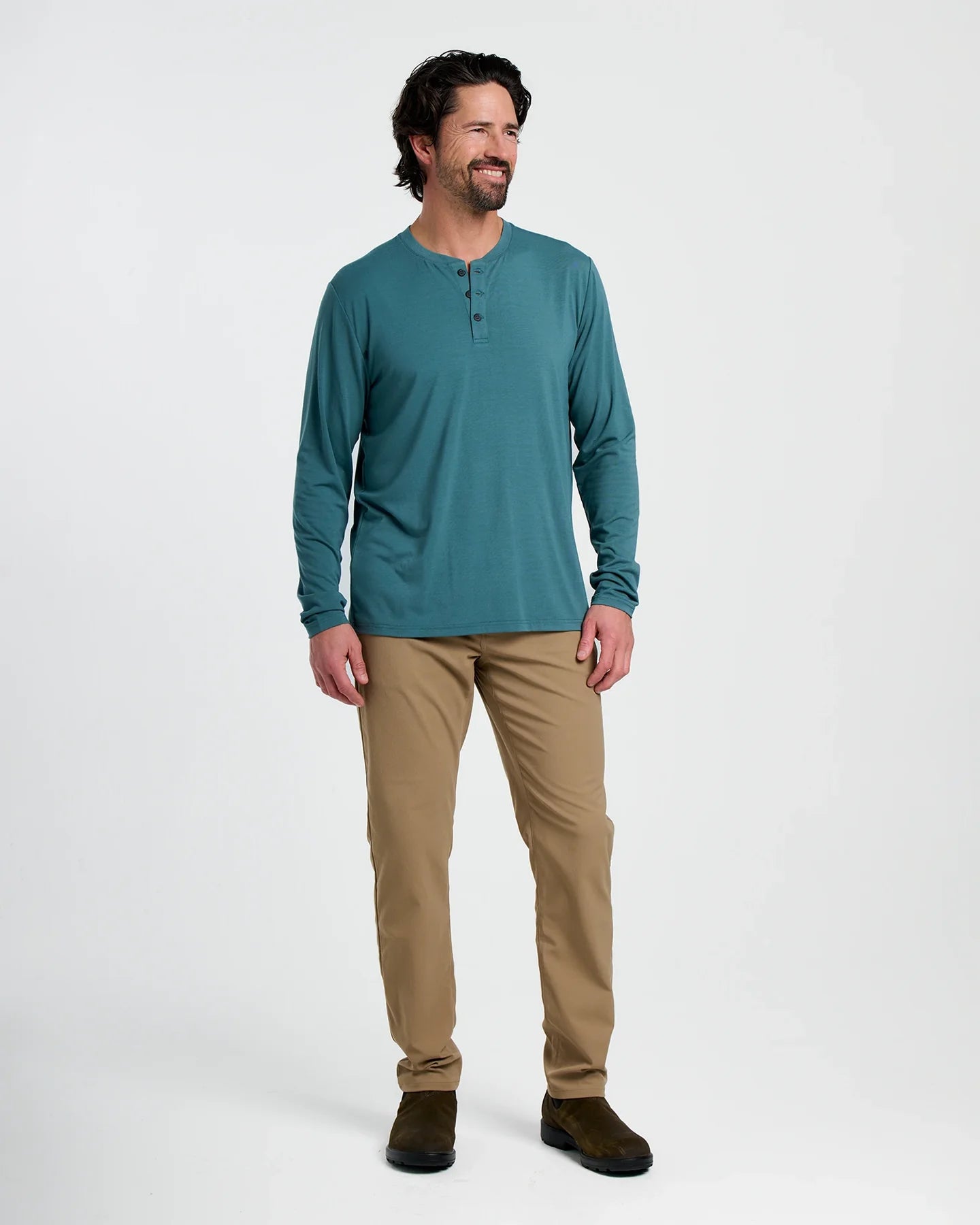 Free Fly Men’s Bamboo Flex Long Sleeve Henley - Sea Pine
