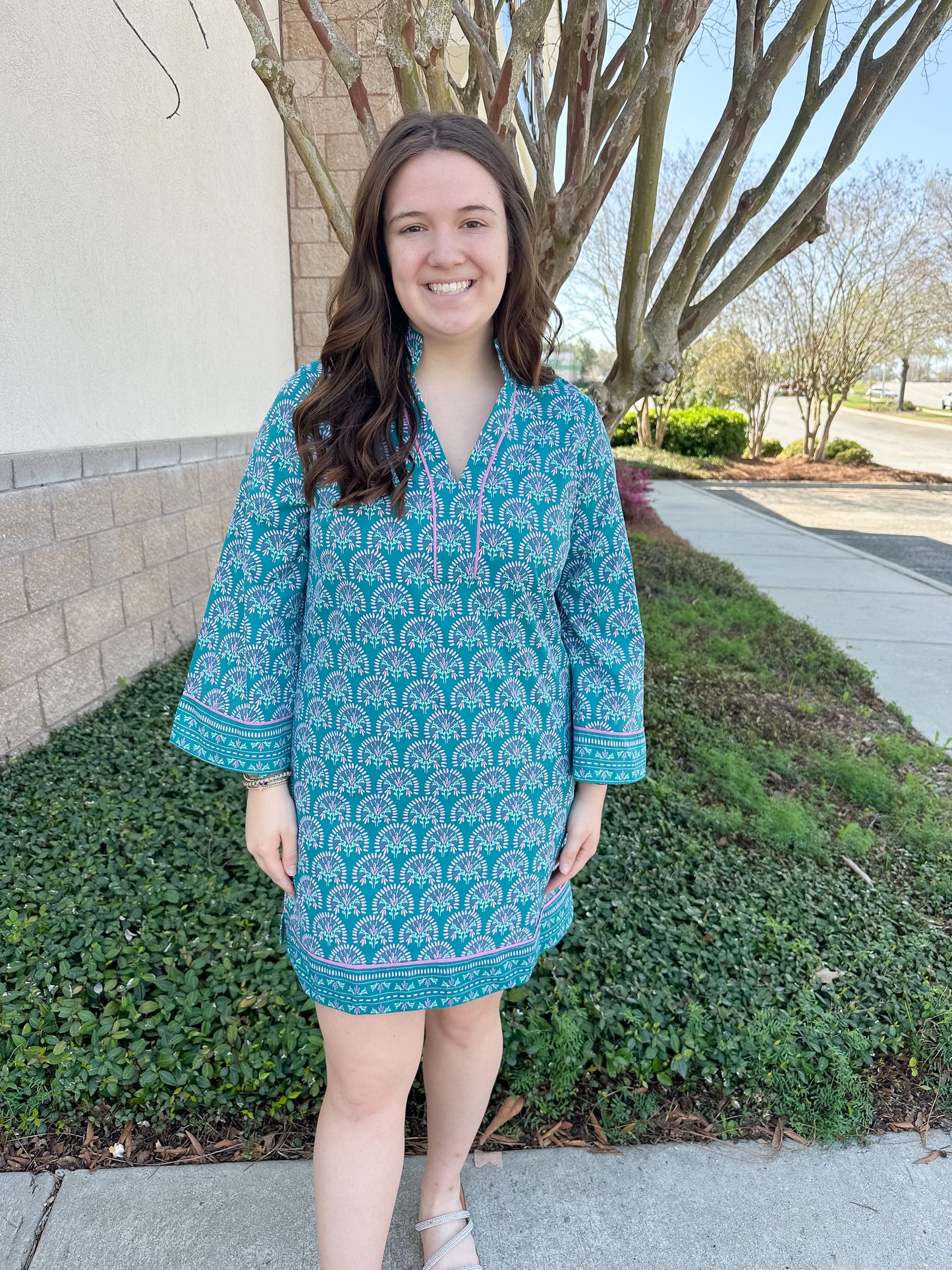 Brenda Dress - Sunshower Flora Ocean