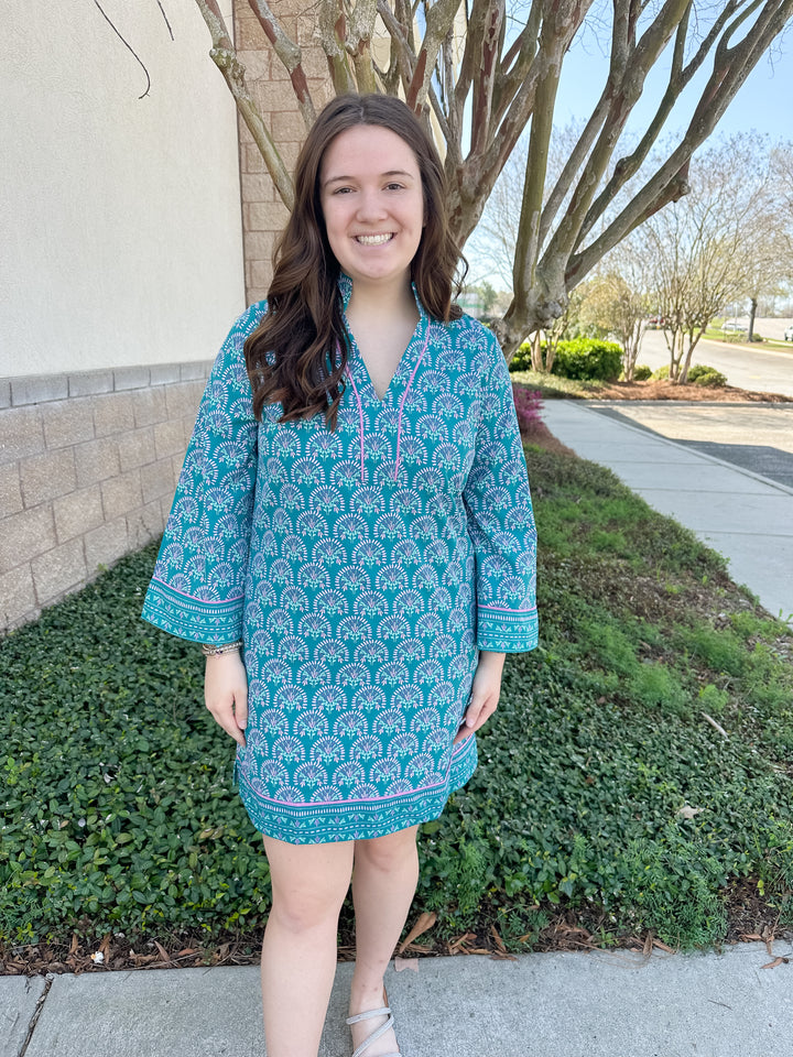 Brenda Dress - Sunshower Flora Ocean