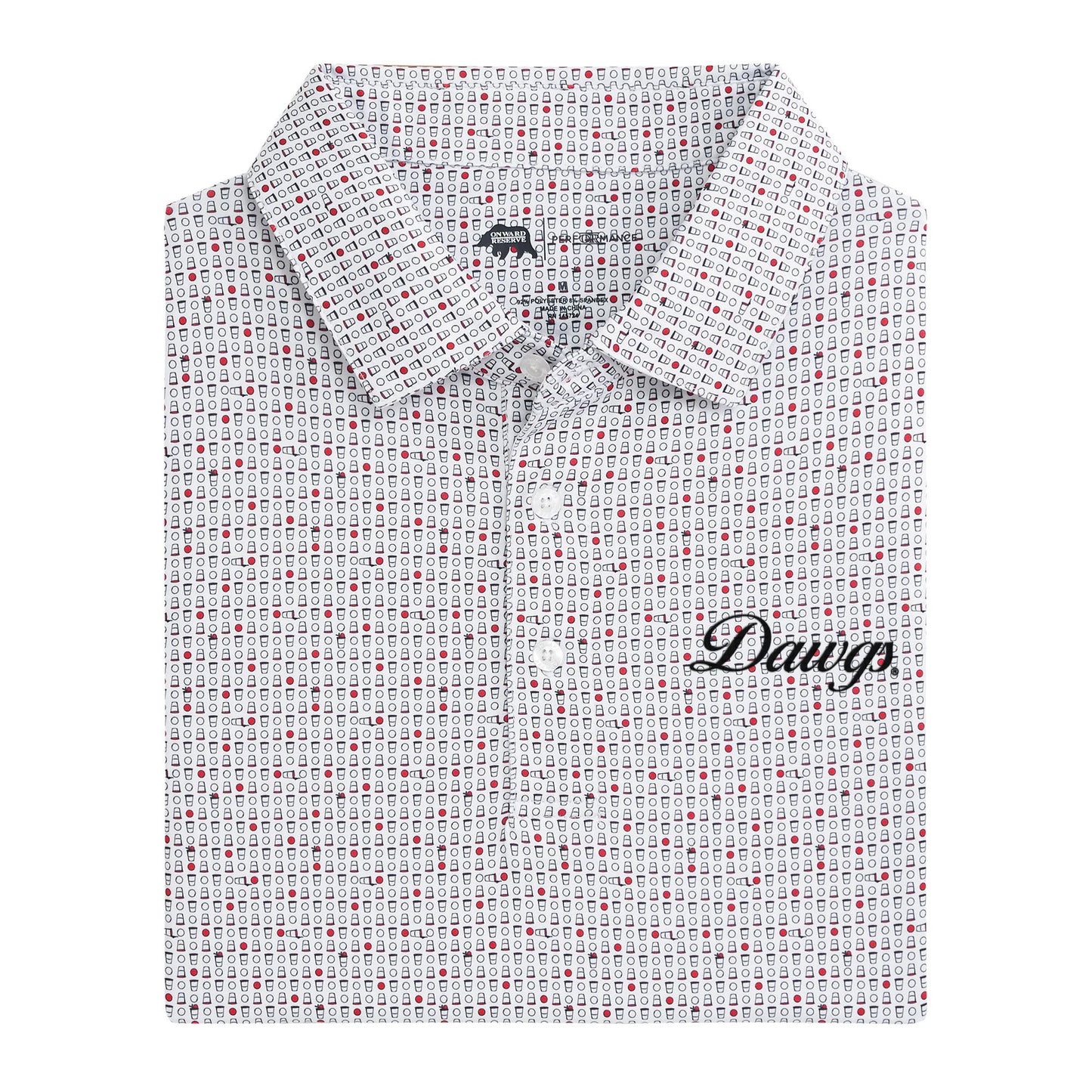 Onward Reserve UGA Dawgs Vintage Script Tailgate Game Printed Performance Polo
