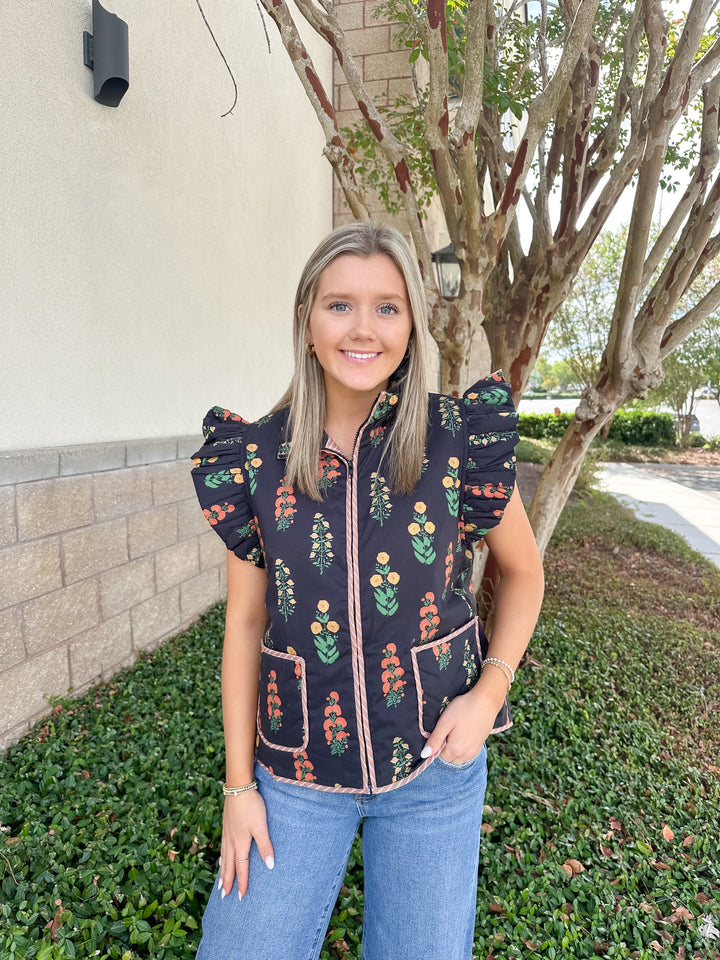 Fall Harvest Contrast Trim Vest