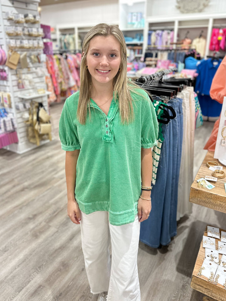 Hannah V-Neck Button Top