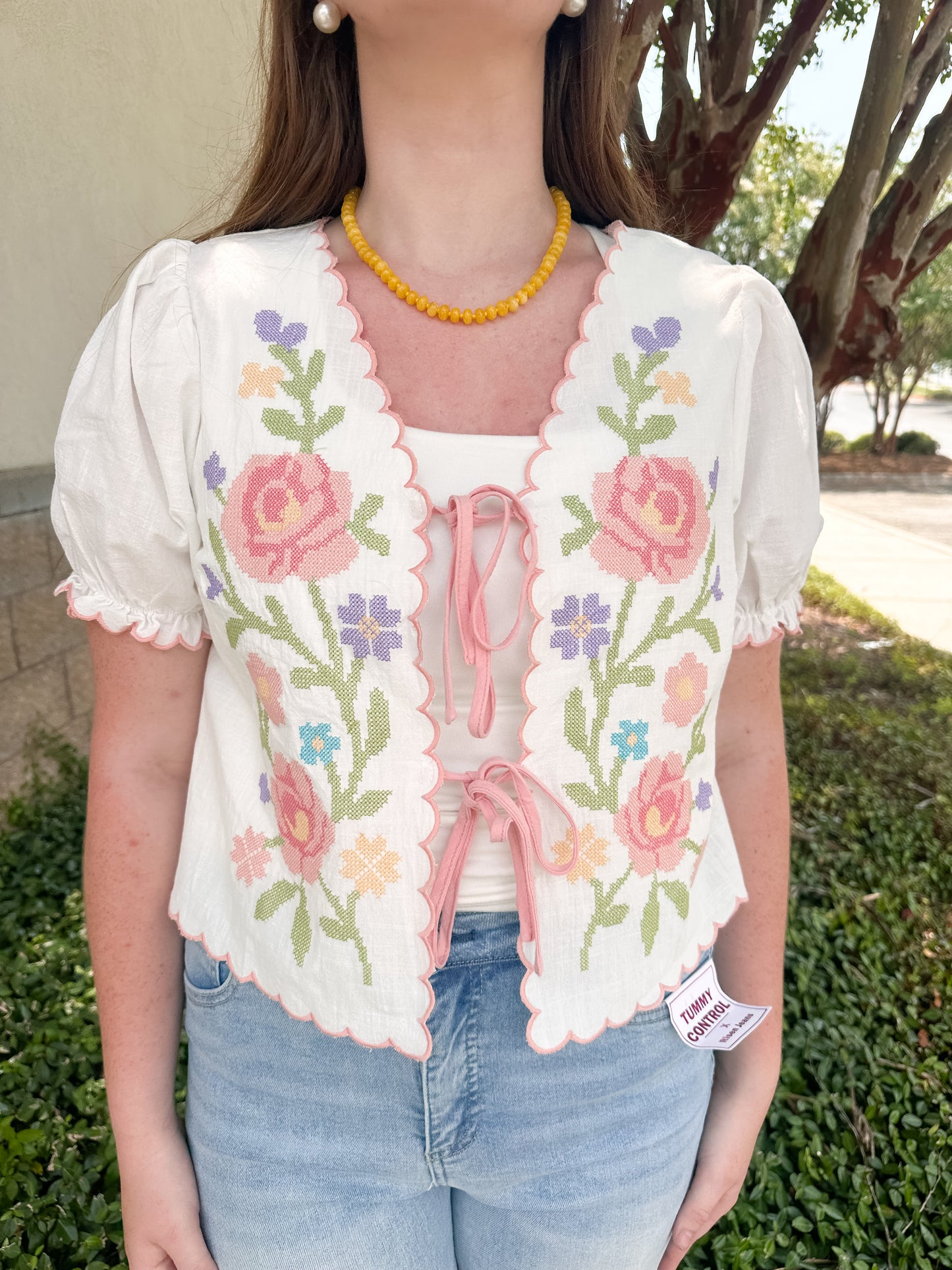 Nora Embroidered Tie Top