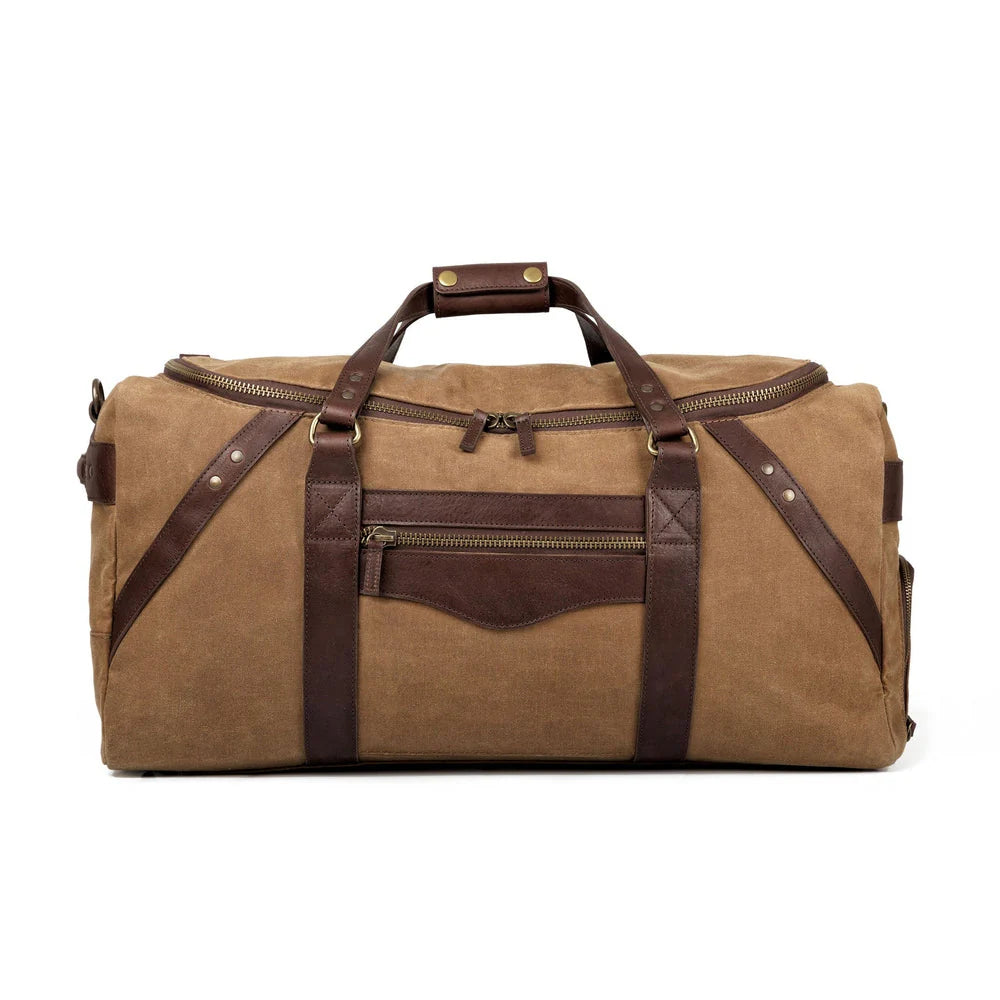 Mission Mercantile Campaign Waxed Canvas Large Duffle Bag - Smoke Brown