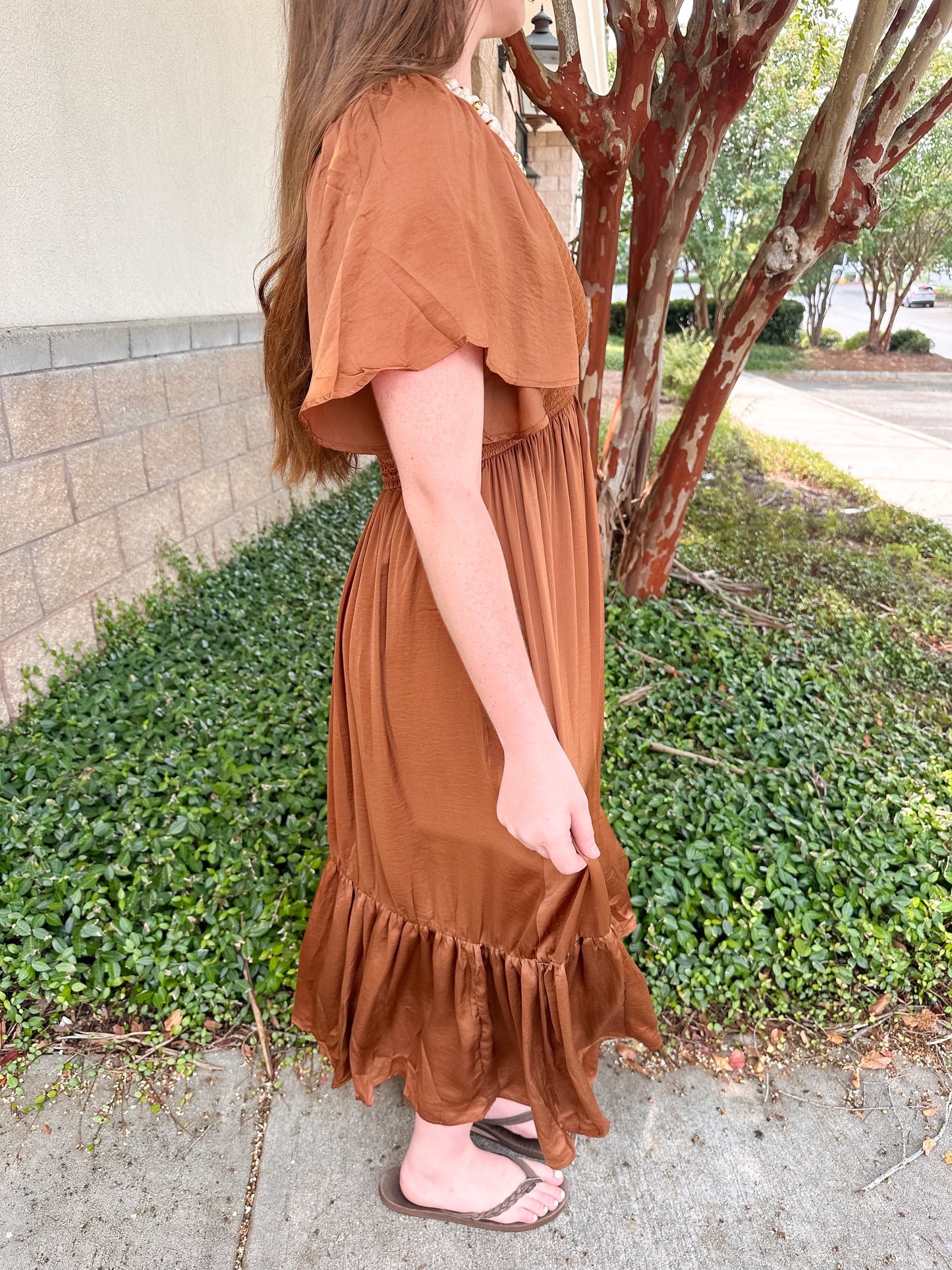 Lacey Satin Midi Dress