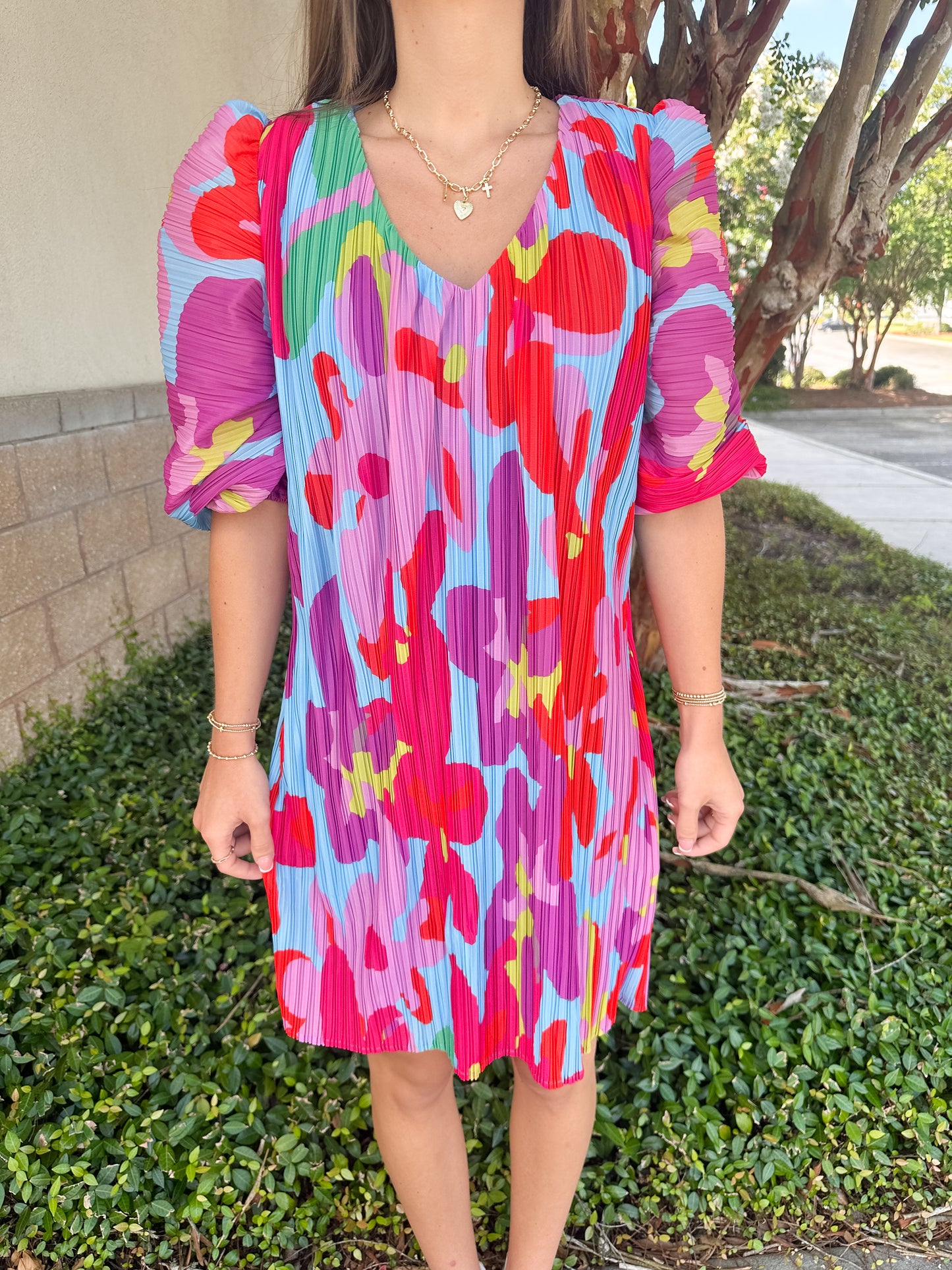 Caroline Pleated Mini Dress