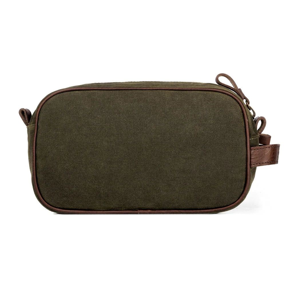 Mission Mercantile Campaign Waxed Canvas Toiletry Shave Kit - Smoke Forest