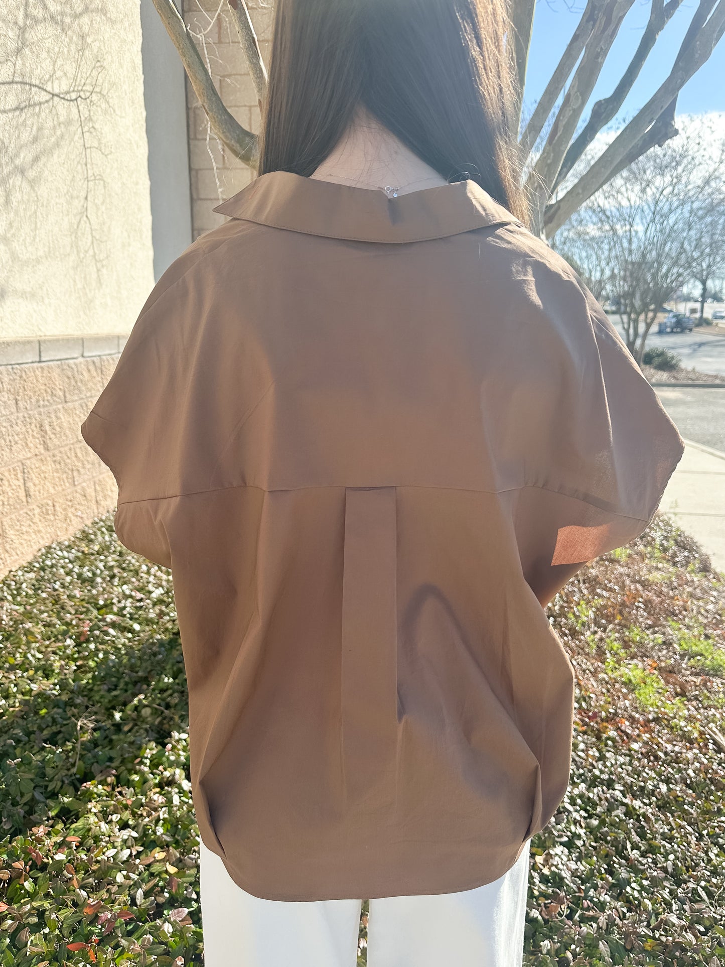 Helen Signature Collar Top - Brown