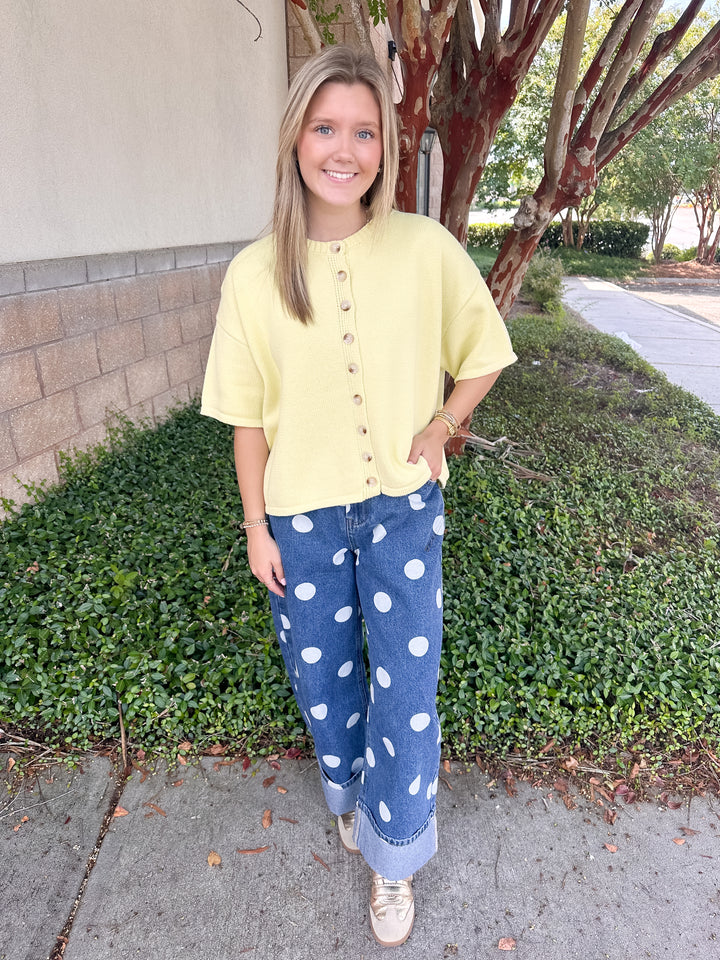 Rowan Polka Dot Barrel Jeans - Dark Wash