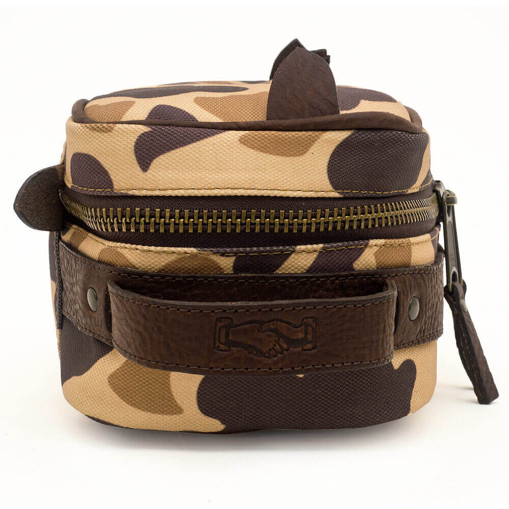 Mission Mercantile Campaign Waxed Canvas Toiletry Square Shave Kit - Smoke Vintage Camo