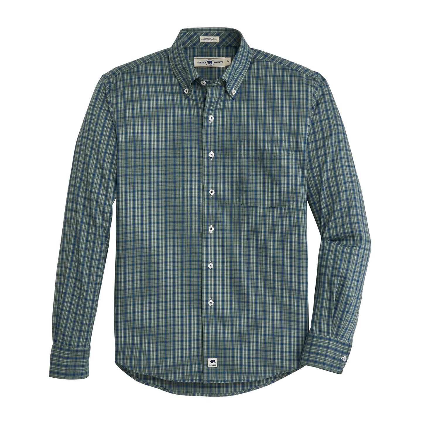 Onward Reserve Lockwood Tailored Fit Brushed Performance Twill Button Down - Hedge