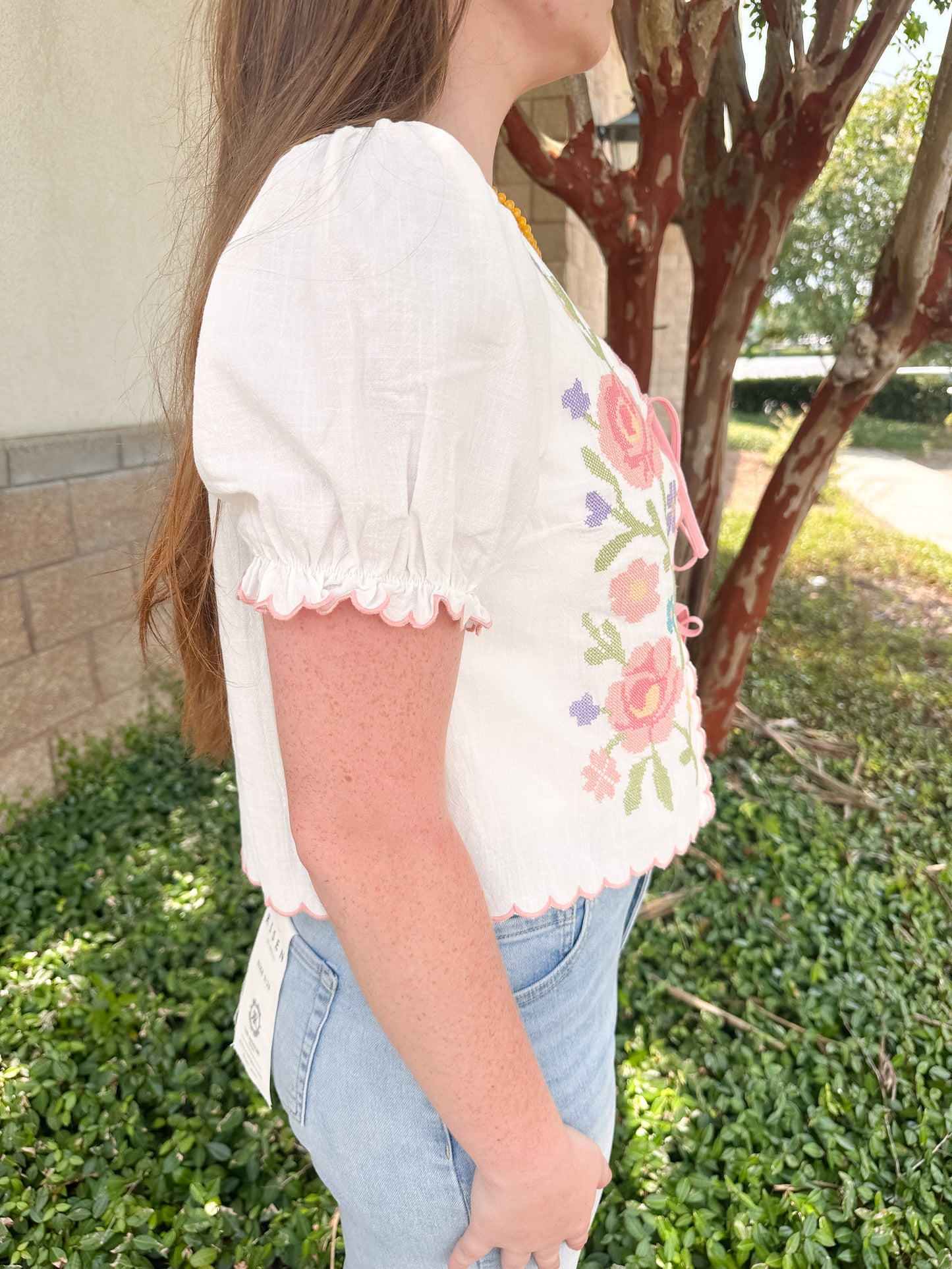 Nora Embroidered Tie Top