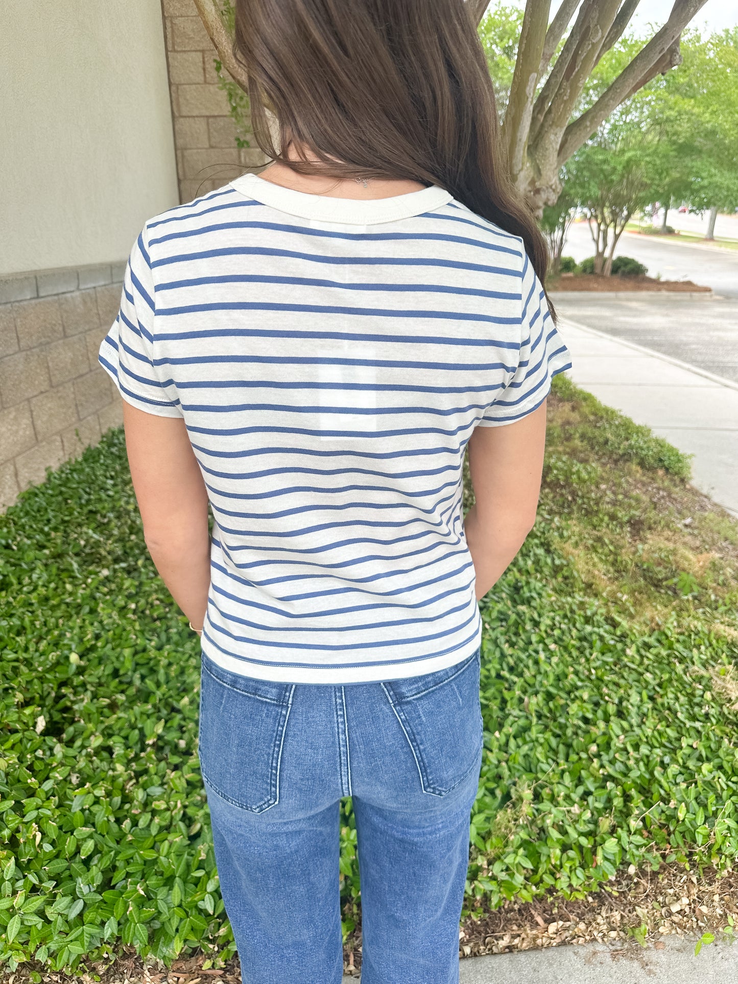 Junie Striped Tee - True Navy