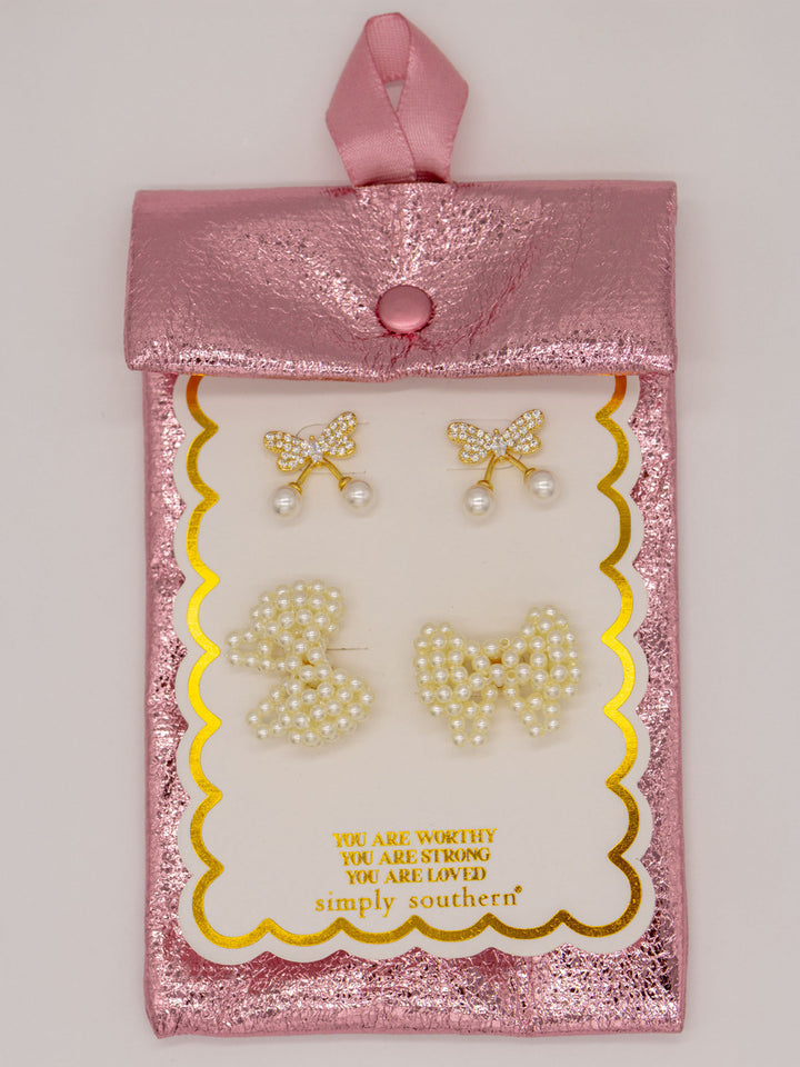 Simply Earring Set - Small Pearl Bows