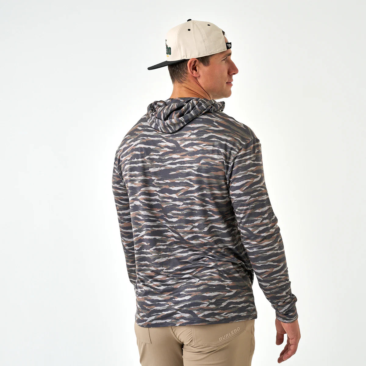 Burlebo Men’s Performance Hoodie -  Tiger Stripe Camo - Wetland