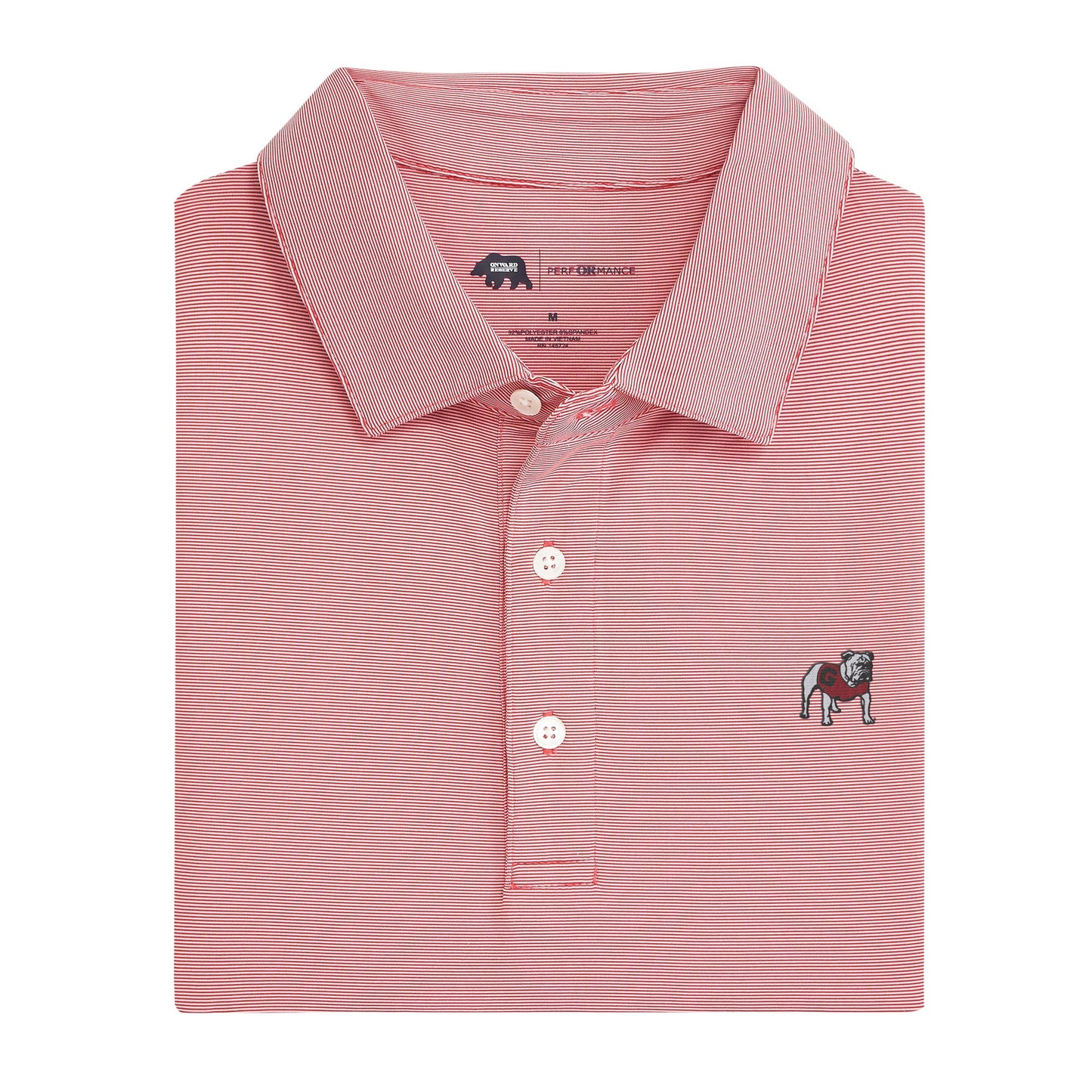 Onward Reserve UGA Hairline Stripe Standing Bulldog Polo -  Red