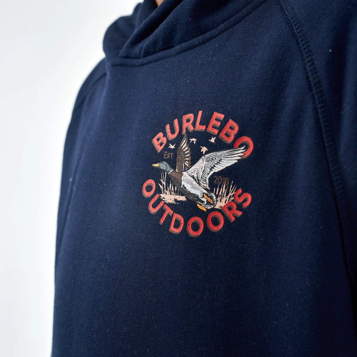 Burlebo Youth Fleece Hoodie - Old School Duck Hunt - Navy