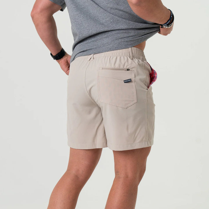 Burlebo Men’s S26 7” Everyday Short - Light Khaki - American Flag Pocket