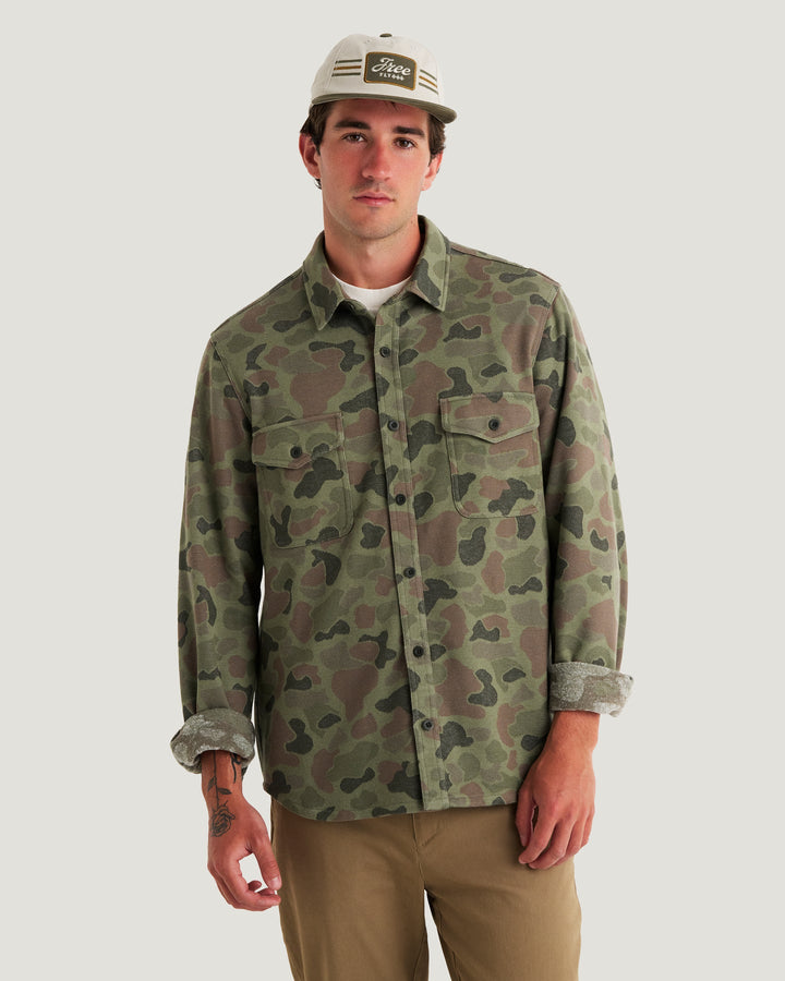 Free Fly Men’s Gallatin Overshirt - Vintage Camo Oil Green