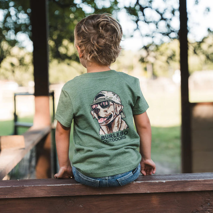 Burlebo Youth Mallard Camo Dog S/S T-Shirt - Heather Olive