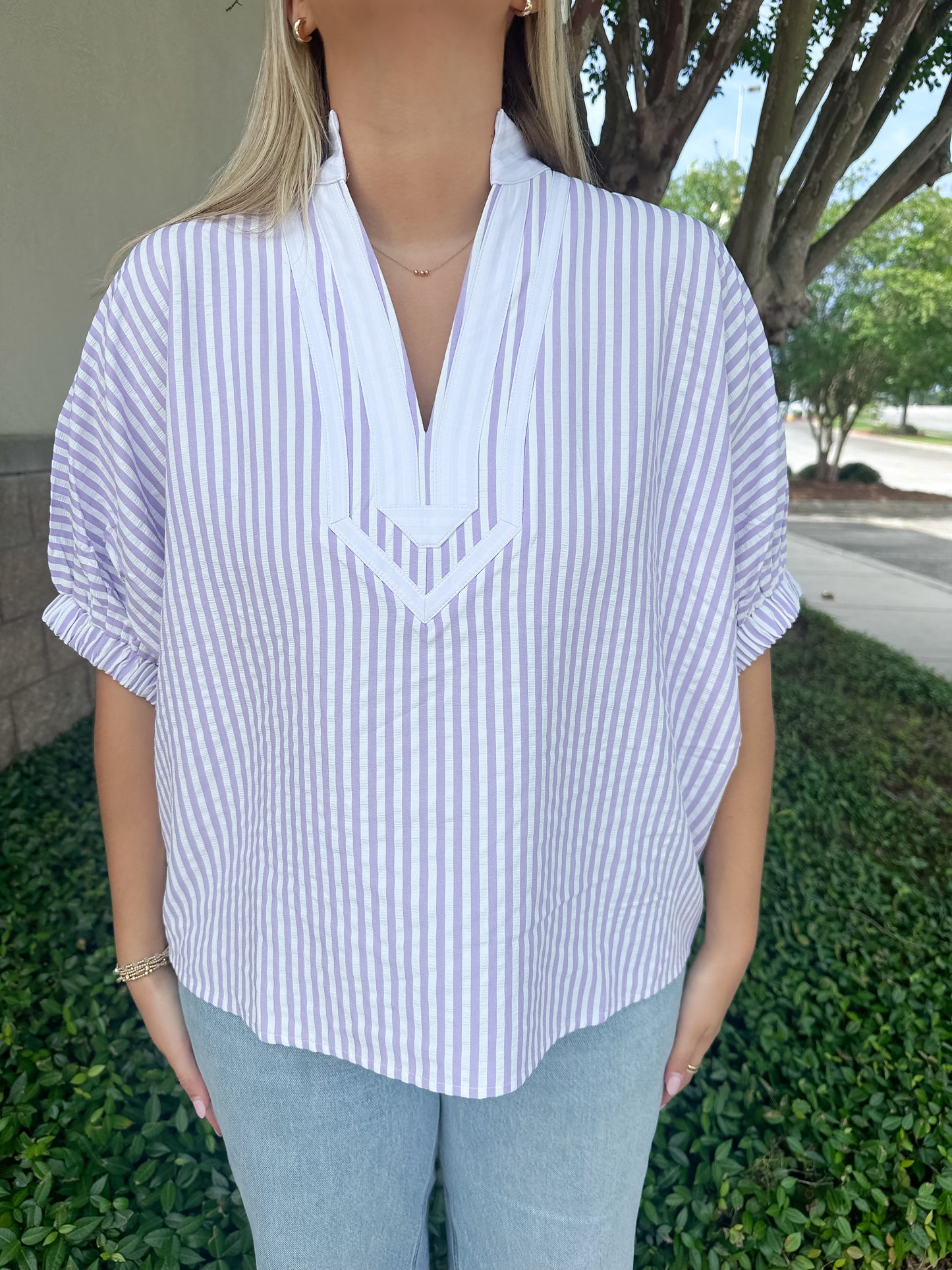 Lottie Stripe Top - Lavender