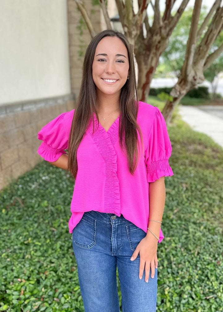 Working Girl Basic Blouse - Hot Pink