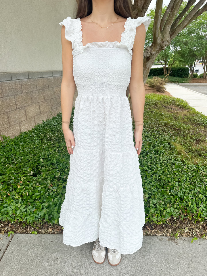 Bianca Tiered Textured Maxi - White