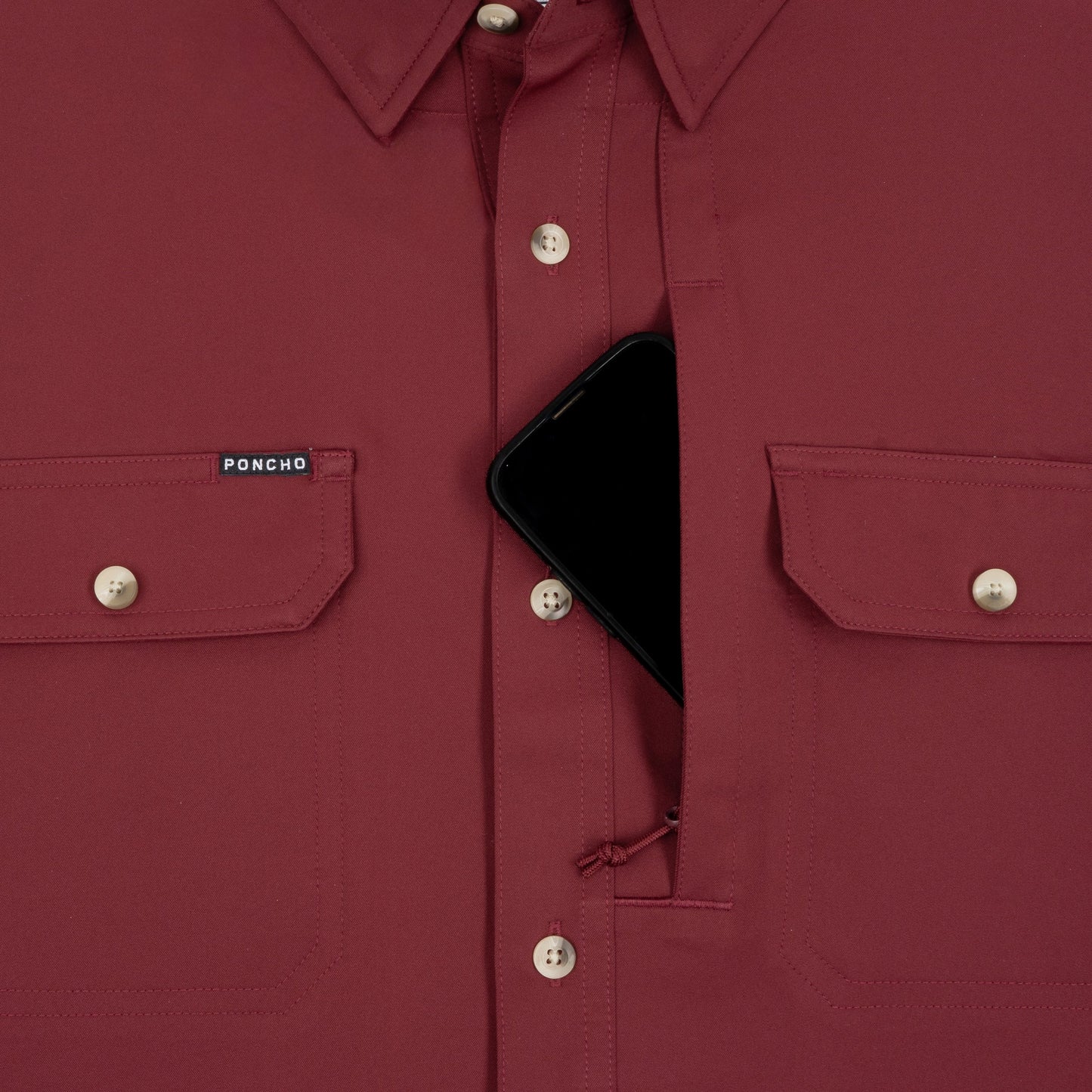 Poncho Men’s “The 2 Minute Drill” S/S Regular Shirt - Maroon