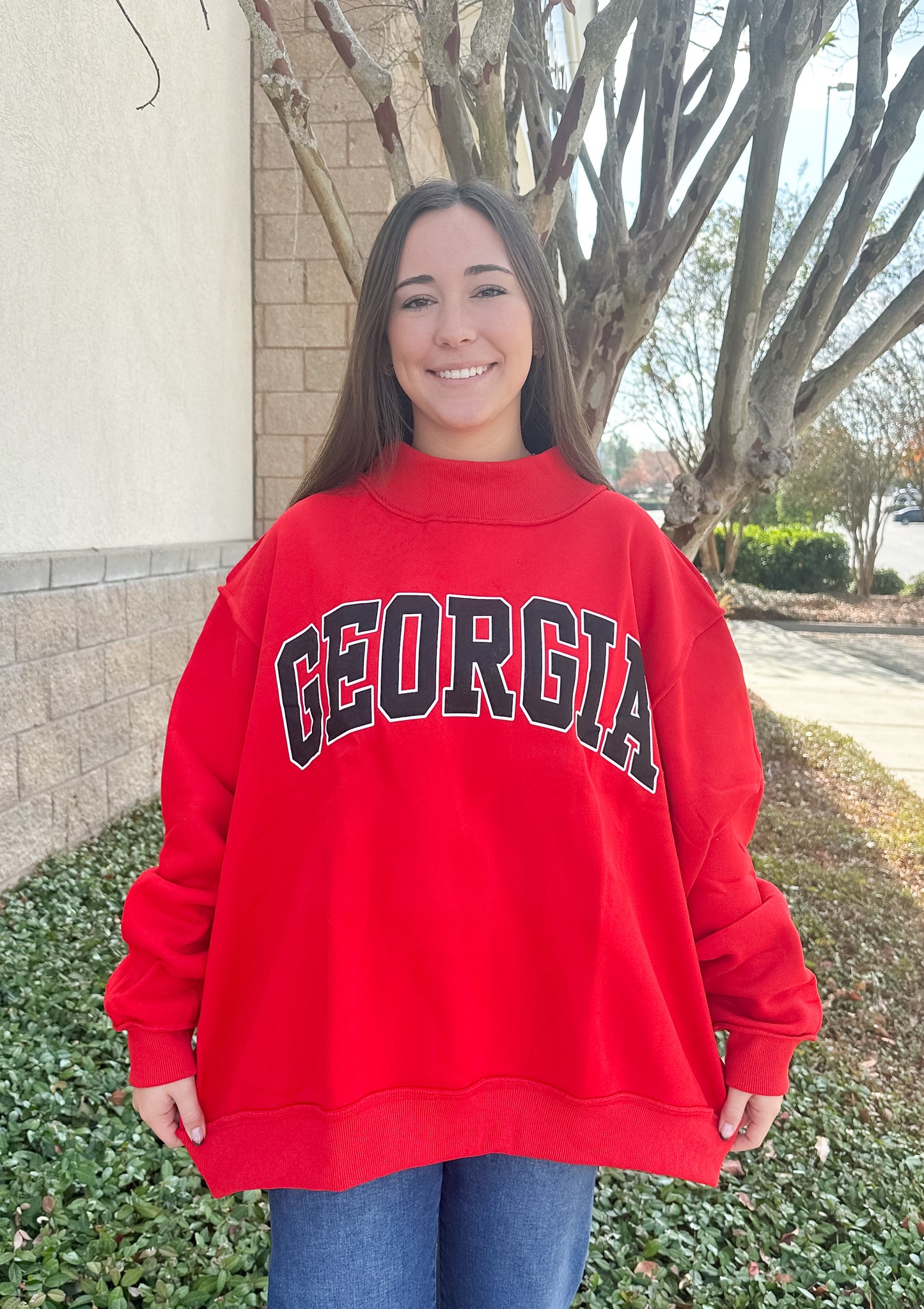 Georgia Reversible Mockneck Sweatshirt - Red