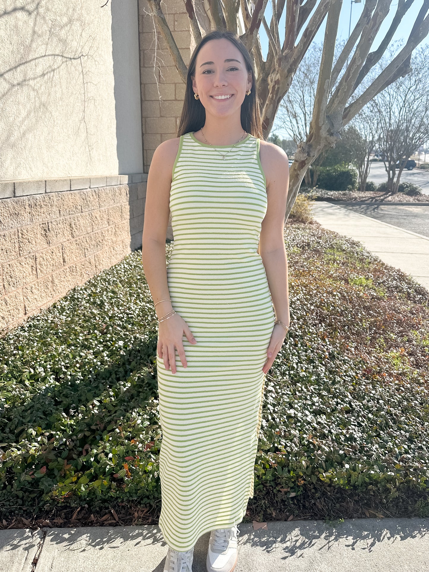 Becky Stripe Knit Tank Maxi - Green