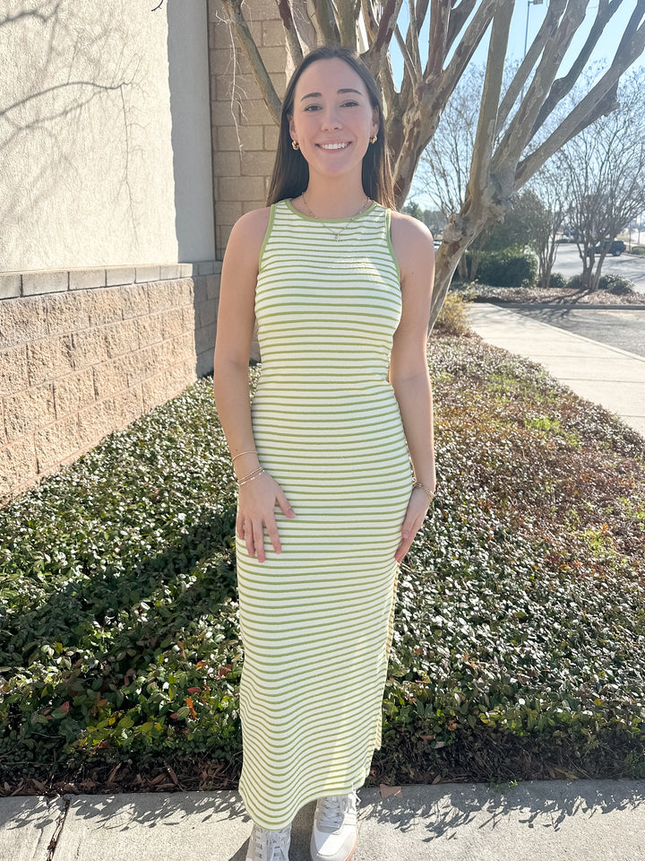 Becky Stripe Knit Tank Maxi - Green