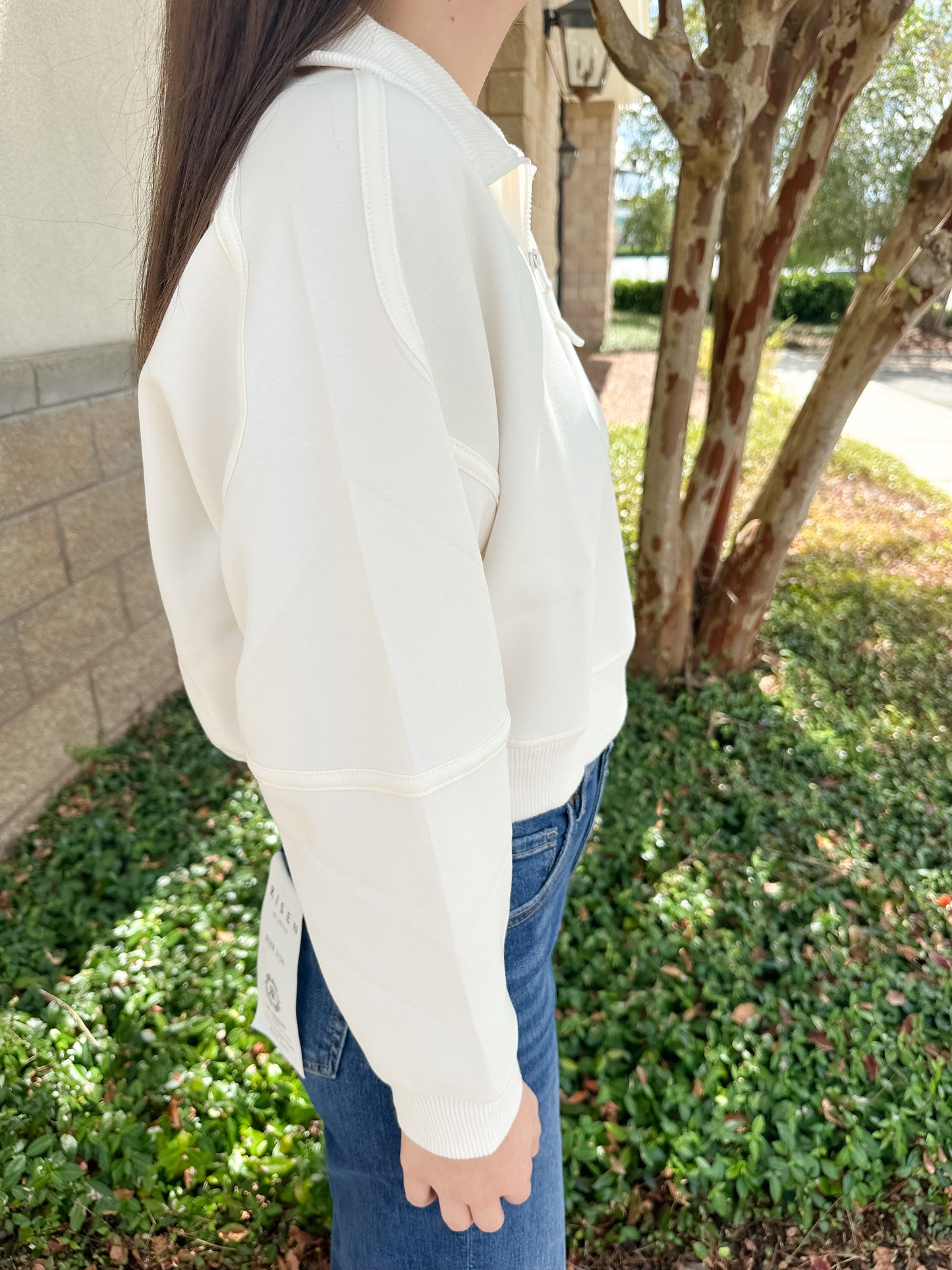 Simply Contrast Quarter Zip - Oatmeal Heather