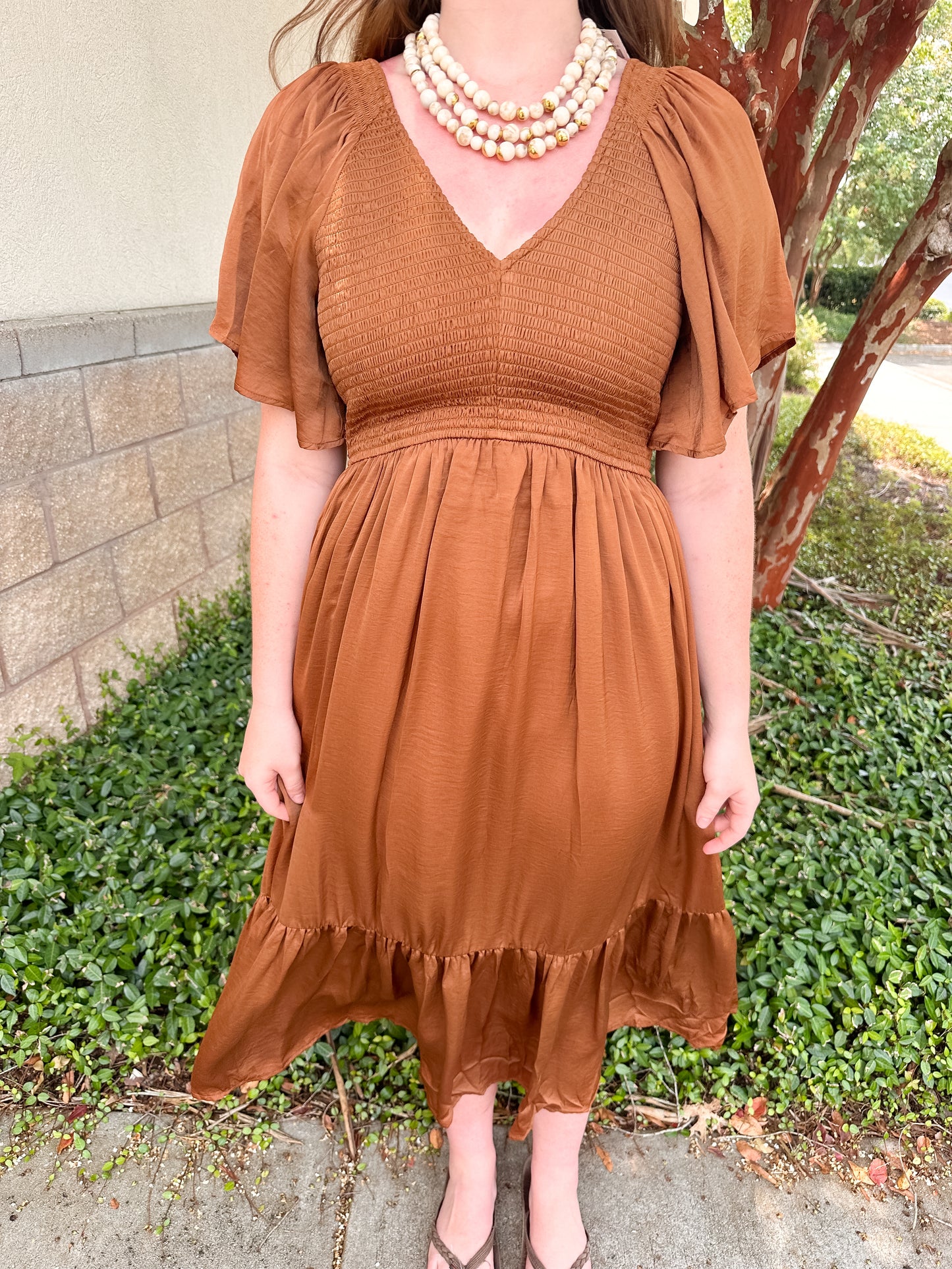 Lacey Satin Midi Dress