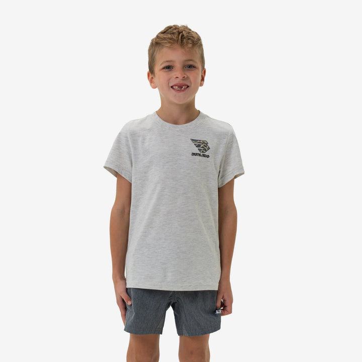 Burlebo Youth S/S T-Shirt - Flying B Classic Deer Camo Logo - Ash Grey