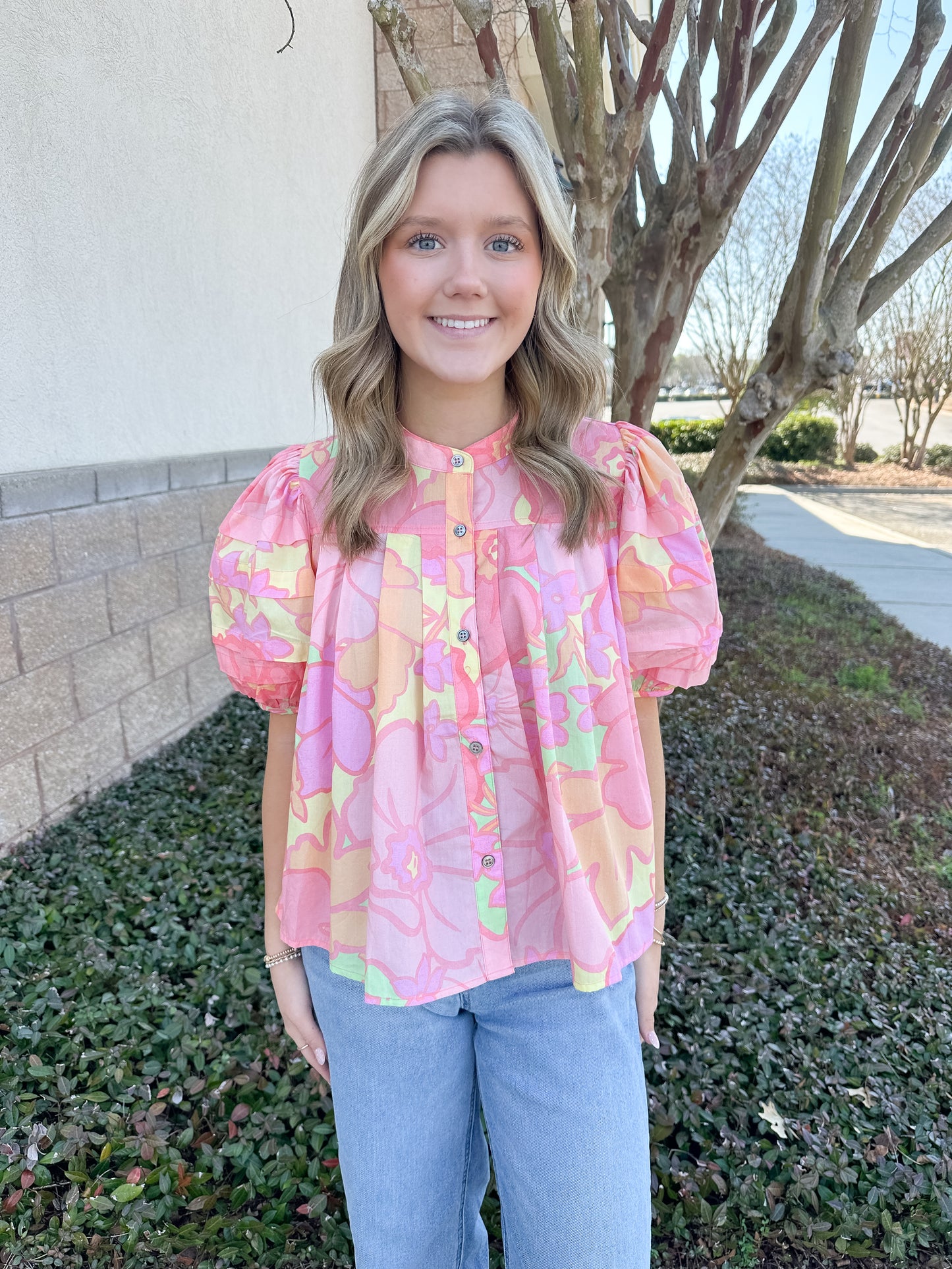 Andrea Pastel Pleated Top