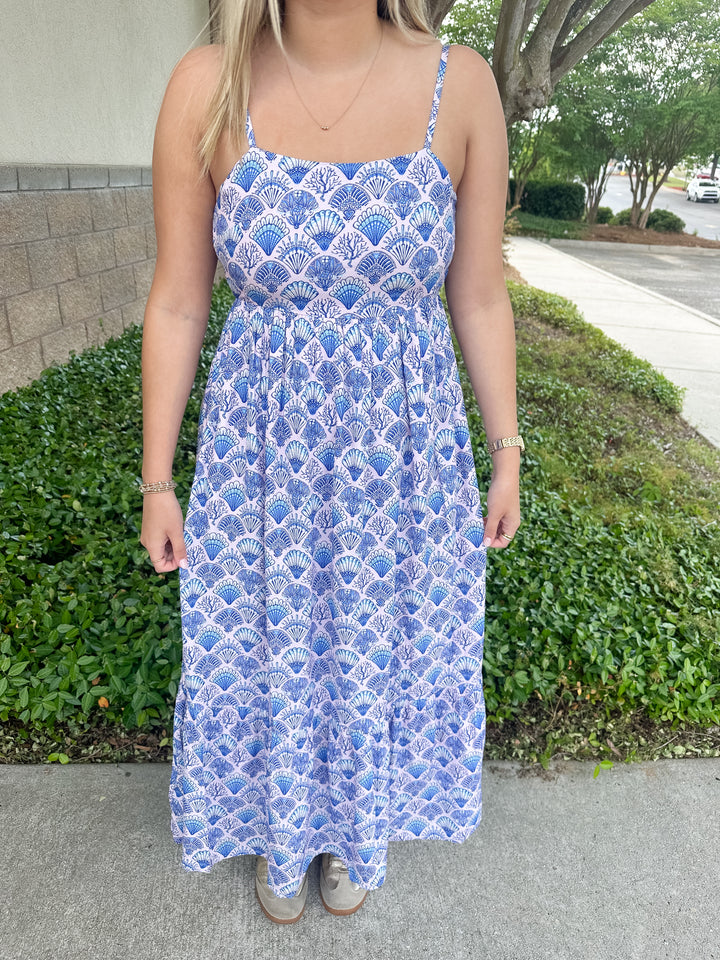 Margie Tiered Dress - Blue Shells