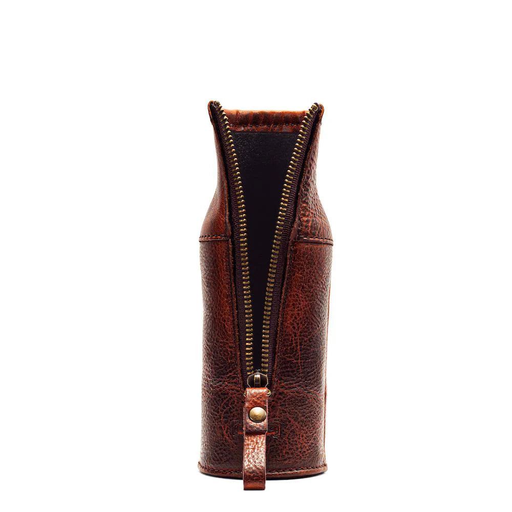 Mission Mercantile Campaign Leather Bottle Koozie - Whiskey