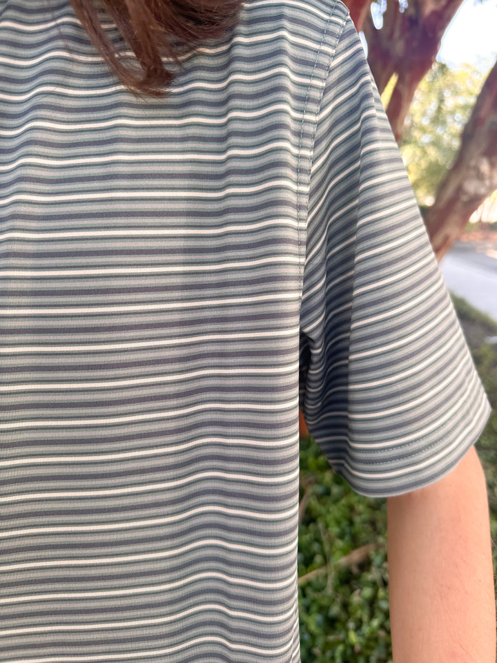 SSCO Men’s F26 Riverbend Stripe Polo - Moss Rock