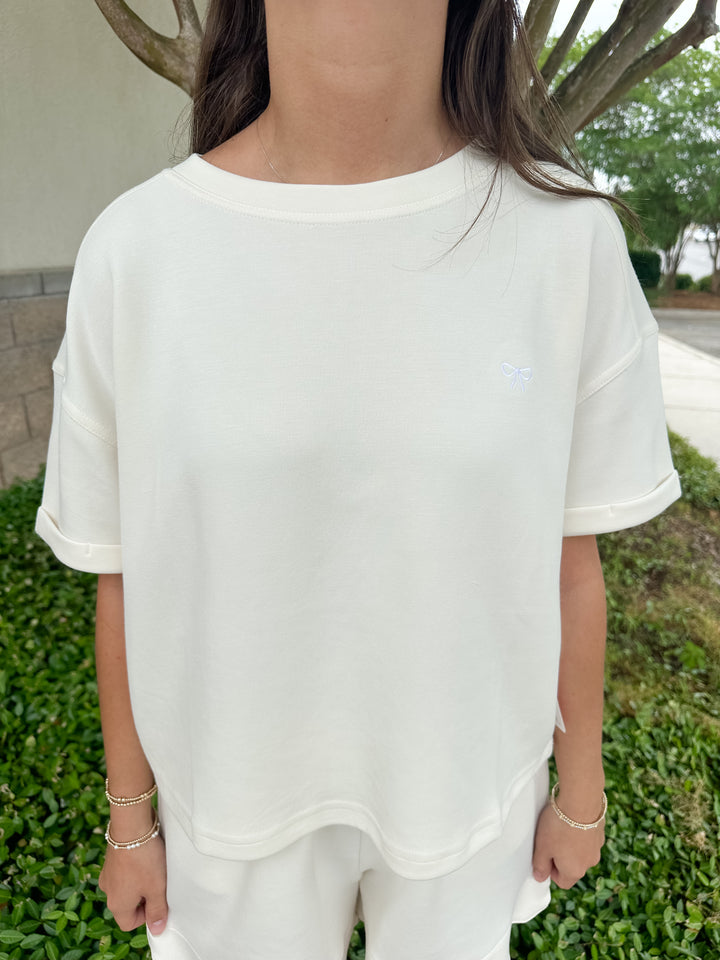 Maxine Crop Tee - Pearl