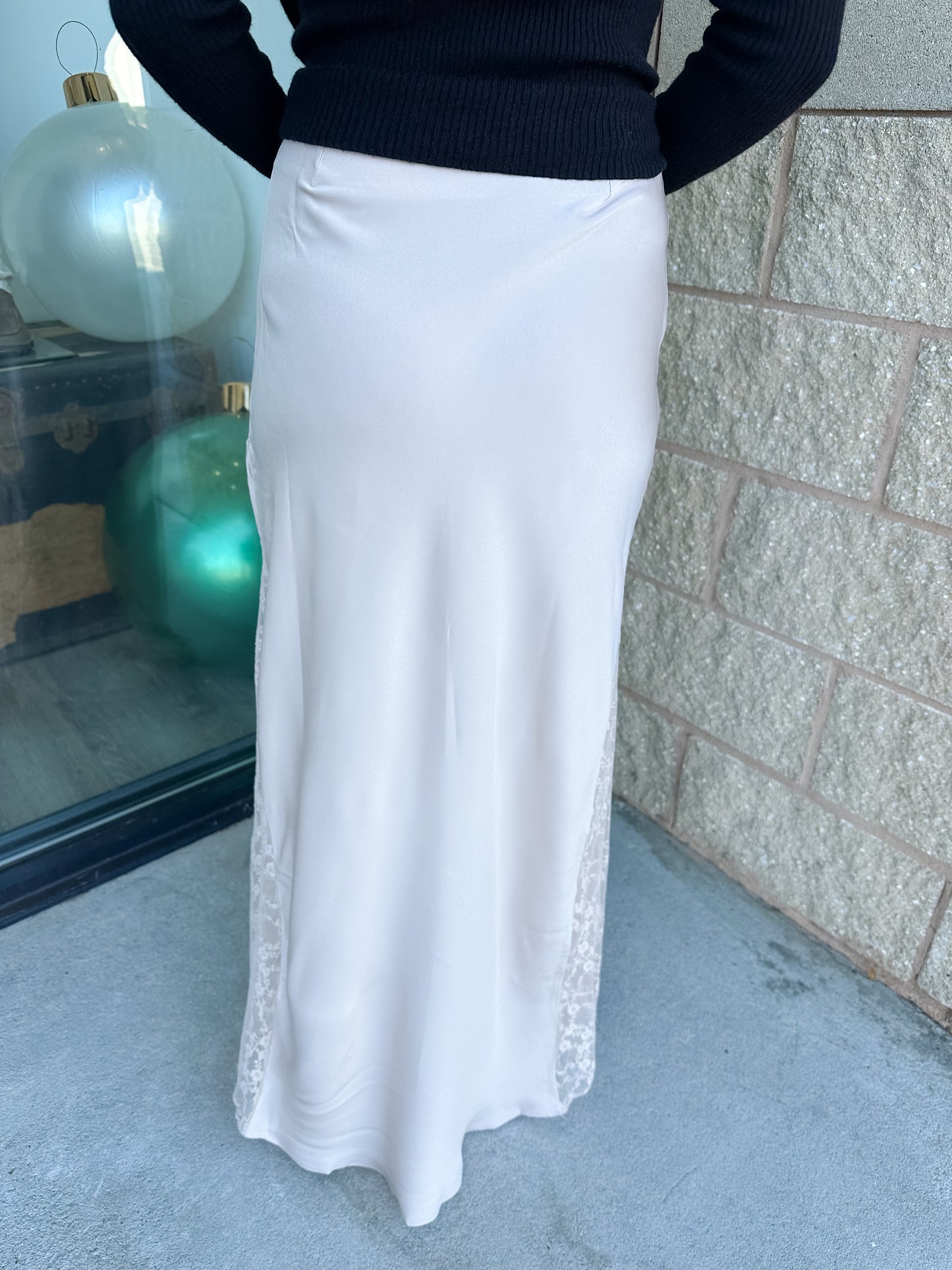 Lori Lace Satin Midi Skirt