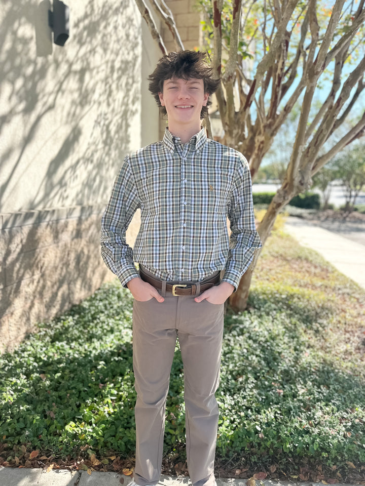 S. Casanova F25 Inkwell Plaid Button Down - Spruce