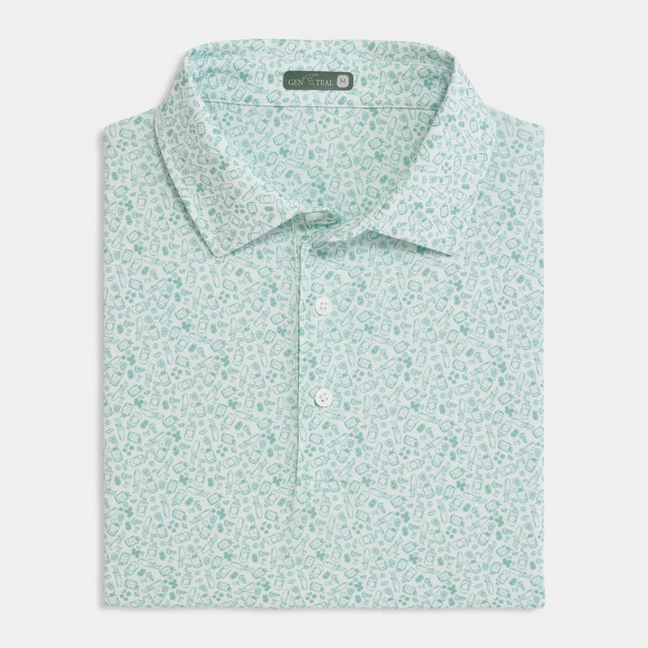 Genteal S26 The Gimlet Printed Performance Polo - Jade