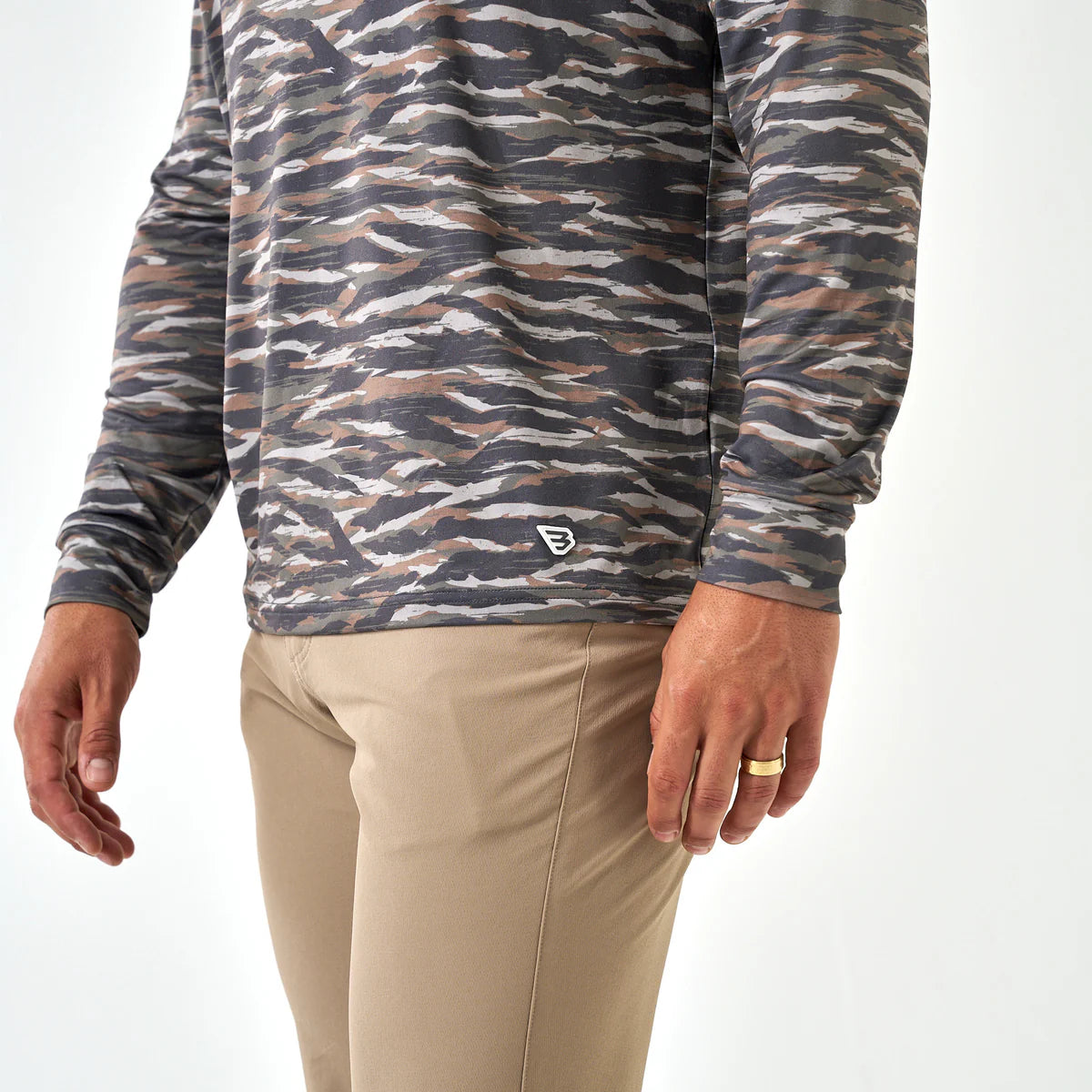 Burlebo Men’s Performance Hoodie -  Tiger Stripe Camo - Wetland