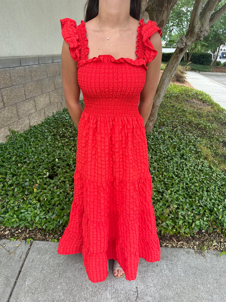 Bianca Tiered Textured Maxi - Red