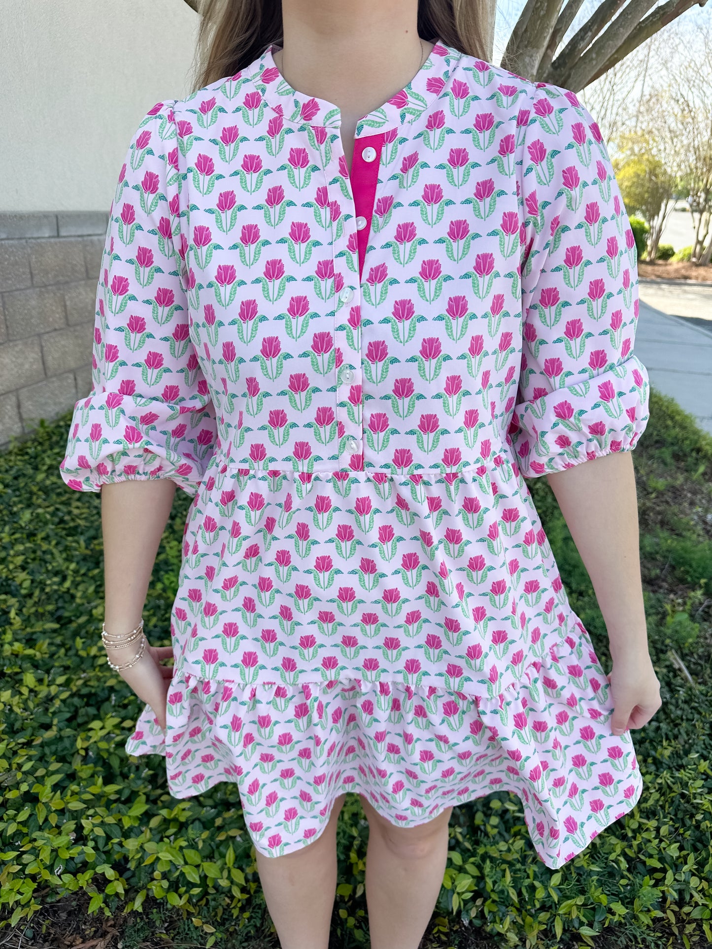 Riley Mini Dress - Flora Fanfare Pink