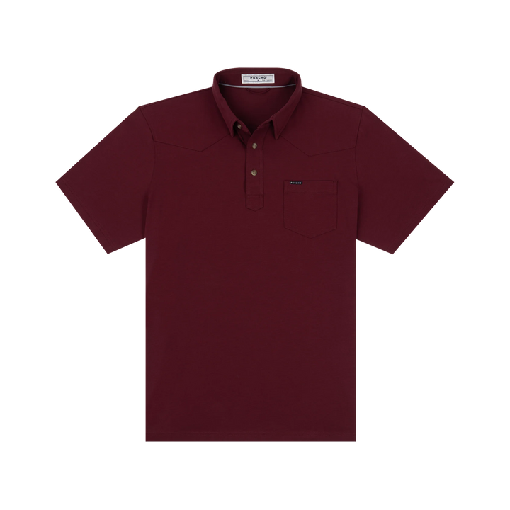 Poncho Men’s “The Gridiron” Slim Pima Cotton Polo - Maroon